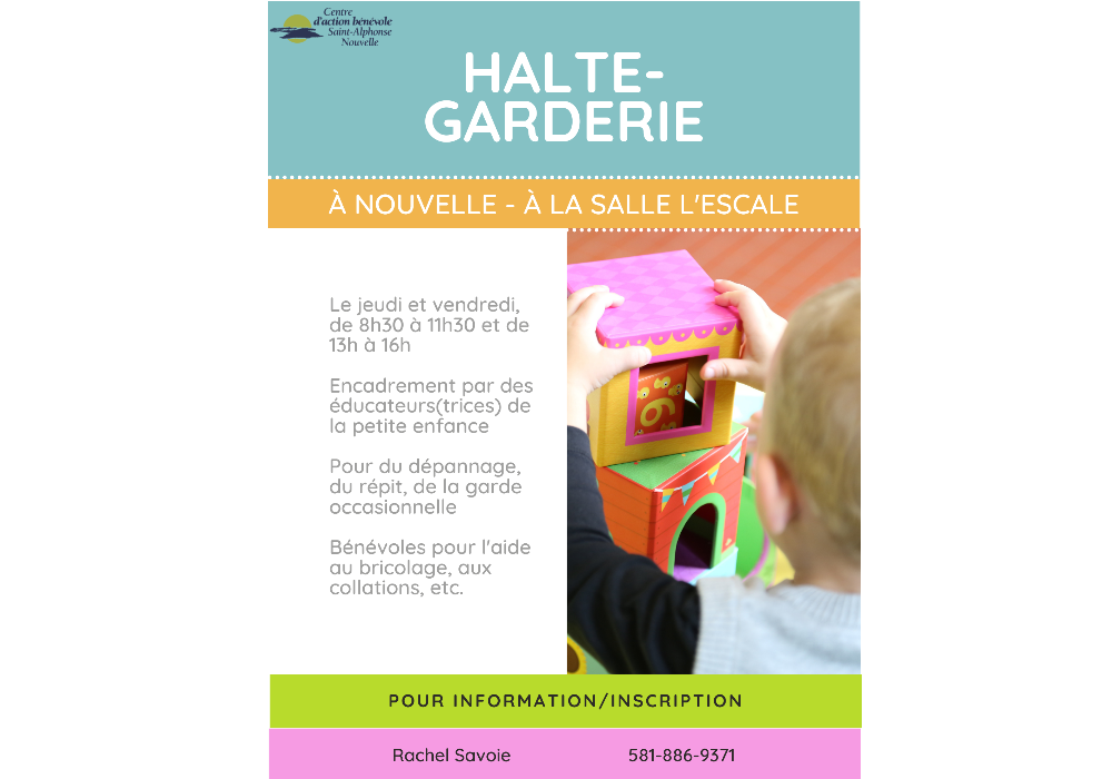 Une halte-garderie disponible &agrave; Nouvelle!
